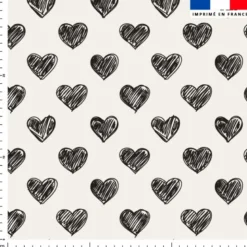 Coeur noir hachuré - Fond beige