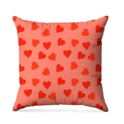 Coeur à pois rouge - Fond rose