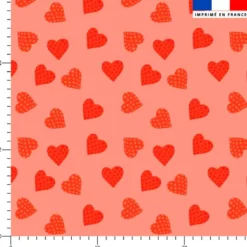 Coeur à pois rouge - Fond rose