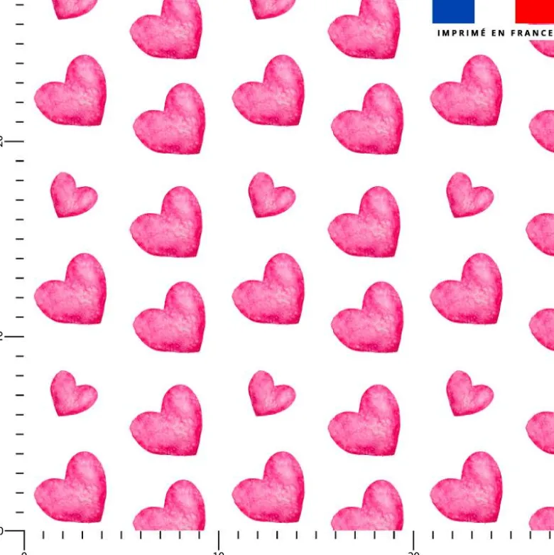 Coeurs roses aquarelle - Fond blanc