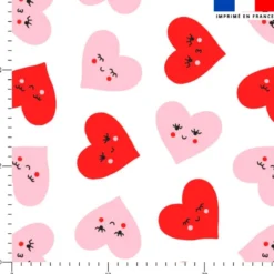 Coeurs roses et rouges - Fond blanc