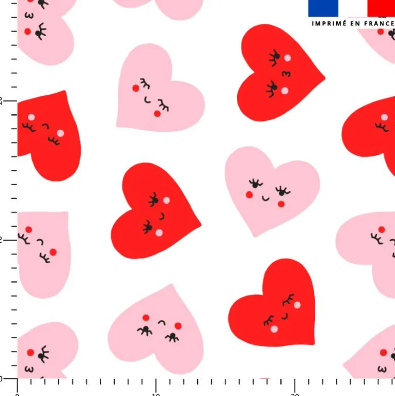 Coeurs roses et rouges - Fond blanc