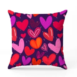 Coeurs roses et violets - Fond violet