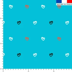 Coeurs rouges noirs blanc - Fond bleu