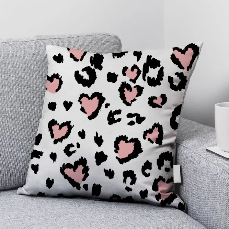 Coeur tâche de léopard rose - Fond blanc