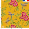 Colibri et fleur effet brodé - Fond jaune ocre