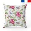 Colibri et fleur effet brodé - Fond blanc