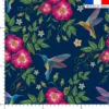 Colibri et fleur effet brodé - Fond bleu
