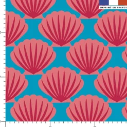 Coquillages roses - Fond bleus - Création Andréa Leonelli