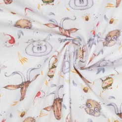 Coton blanc motif animaux de la ferme - Création Audrey Baudo