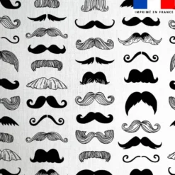 Coton blanc motif moustaches noires