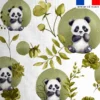 Coton blanc motif panda fleurs et arrondis aquarelle