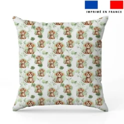 Coton blanc motif singe fleurs et arrondis aquarelle