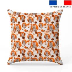 Coton blanc motif tigre fleurs et arrondis aquarelle