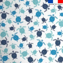 Coton blanc motif tortue de mer