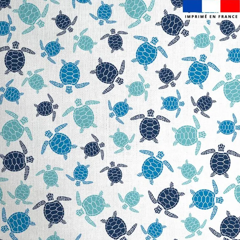Coton blanc motif tortue de mer