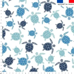 Coton blanc motif tortue de mer