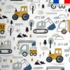 Coton blanc motif tracteur