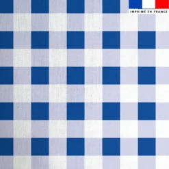 Coton blanc motif vichy bleu roi 10mm