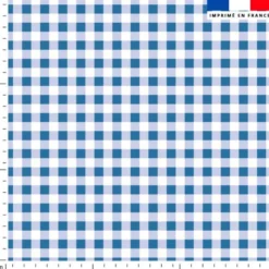 Coton blanc motif vichy bleu roi 10mm