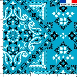Coton bleu caraïbes motif grand bandana