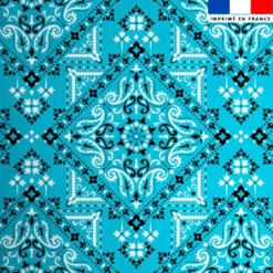 Coton bleu caraïbes motif grand bandana