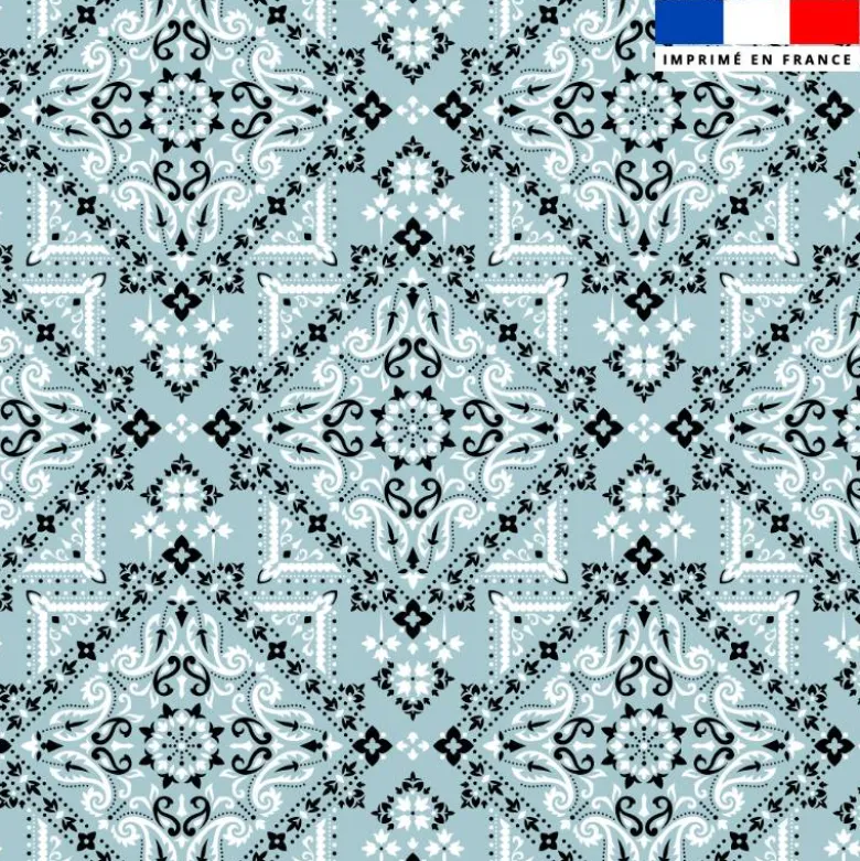 Coton bleu glacier motif bandana