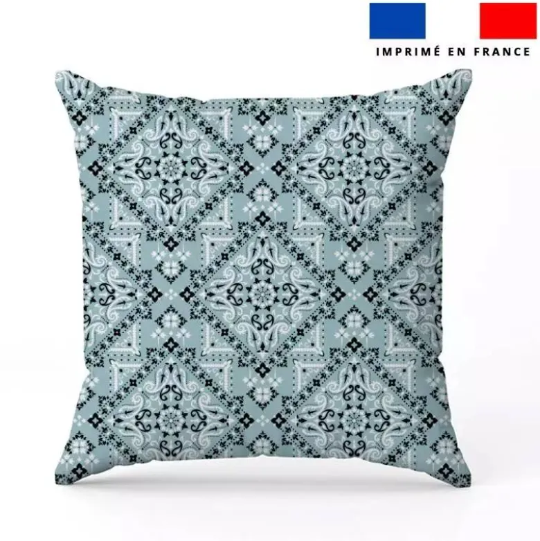 Coton bleu glacier motif bandana