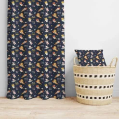 Coton bleu motif animaux dans l'espace