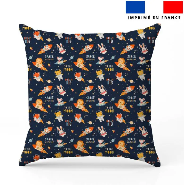Coton bleu motif animaux dans l'espace