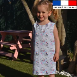 Coton bleu motif chihuahua marin - Création Jolifox