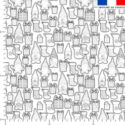 Coton à colorier gnome et cadeaux de noël