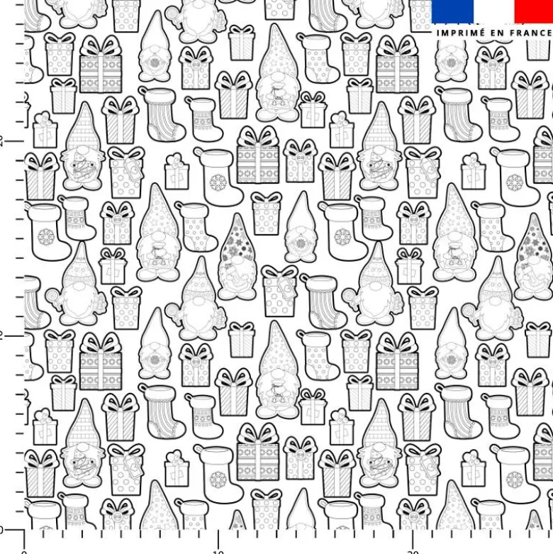 Coton à colorier gnome et cadeaux de noël