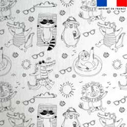 Coton à colorier motif animaux à la plage