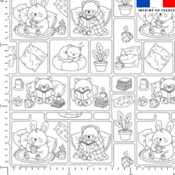 Coton à colorier motif animaux à la maison cosy