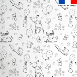 Coton à colorier motif animaux de la clairière faon lapin et renards