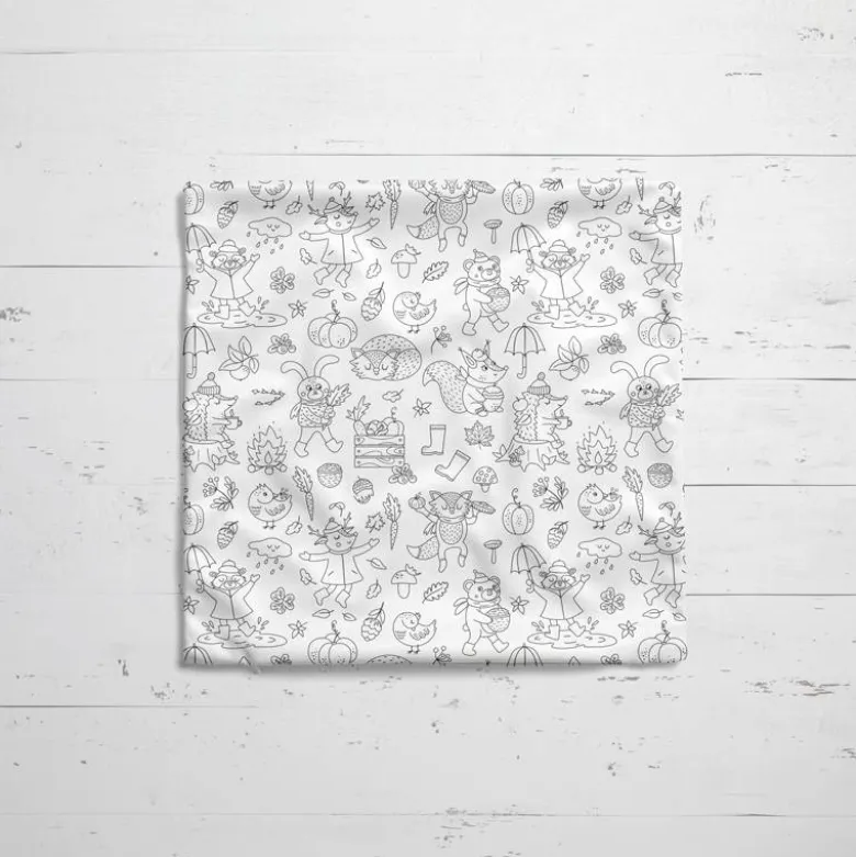Coton à colorier motif animaux des bois