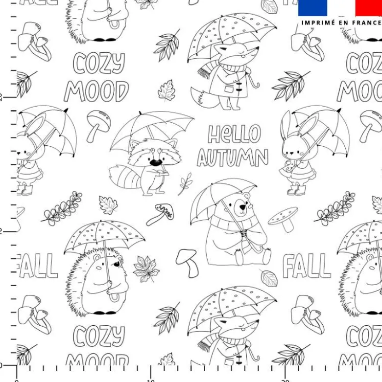 Coton à colorier motif animaux d'automne