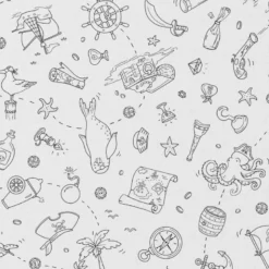 Coton à colorier motif animaux pirates