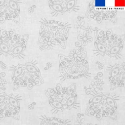 Coton à colorier motif chat crâne de sucre mexicain