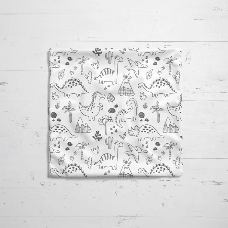 Coton à colorier motif dinosaure et volcan
