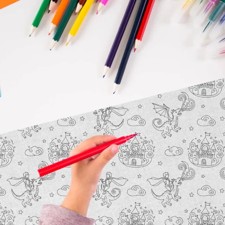 Coton à colorier motif dragon prince et princesse