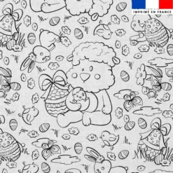 Coton à colorier motif mouton et oeufs de Pâques - Création Stillistic