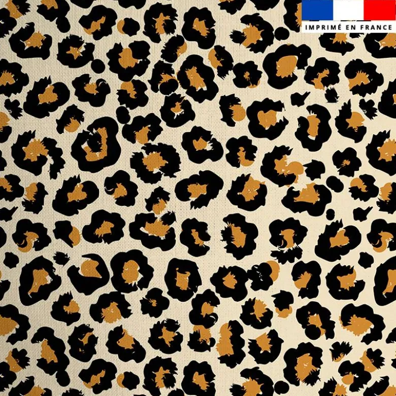 Coton crème motif léopard tâche ocre