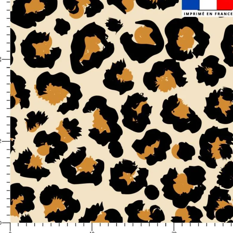 Coton crème motif léopard tâche ocre