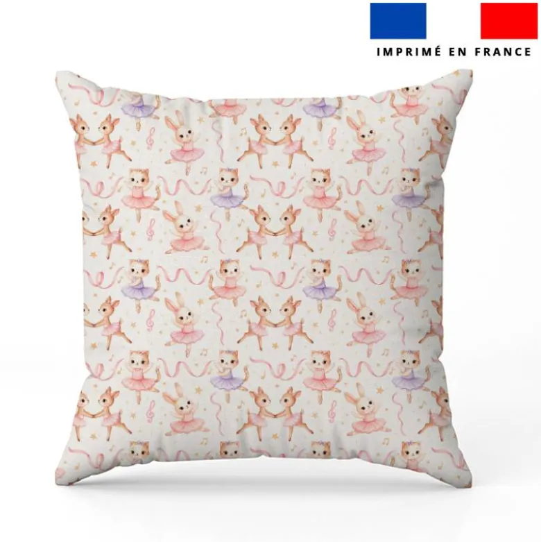 Coton écru motif animaux danseuses