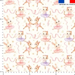 Coton écru motif animaux danseuses