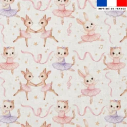 Coton écru motif animaux danseuses