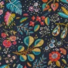 Coton enduit bleu nuit motif fleur multicolore