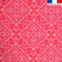 Coton framboise motif bandana blanc et lilas